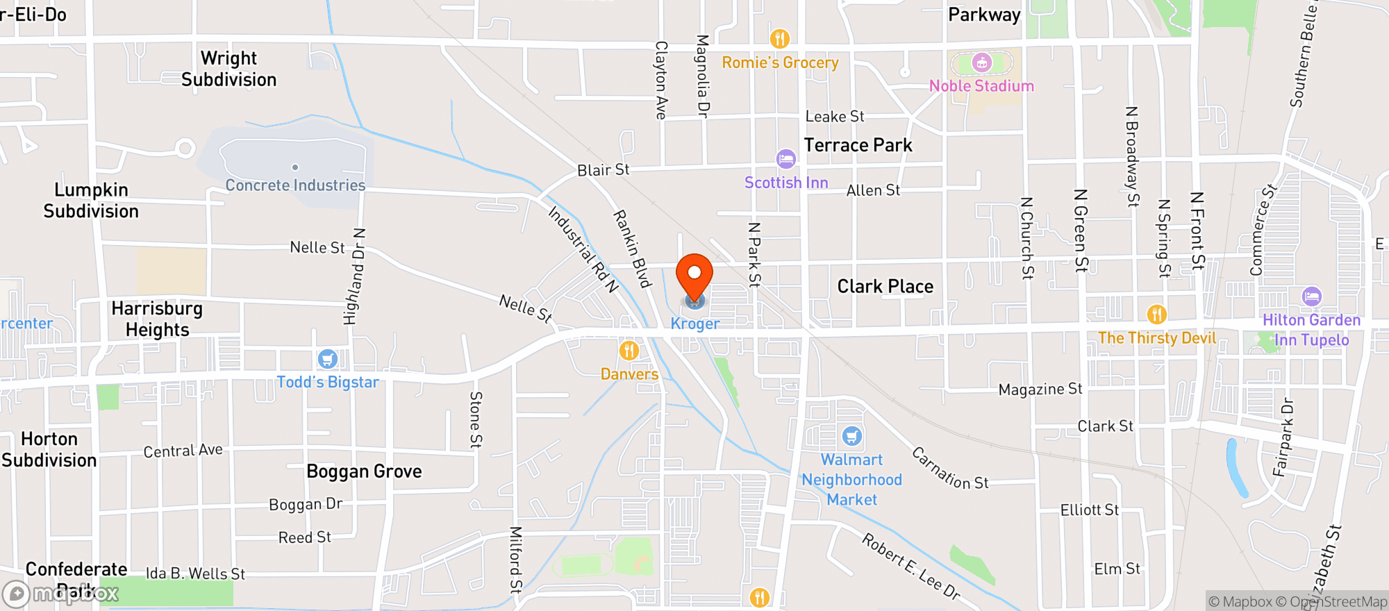 Map showing Kroger