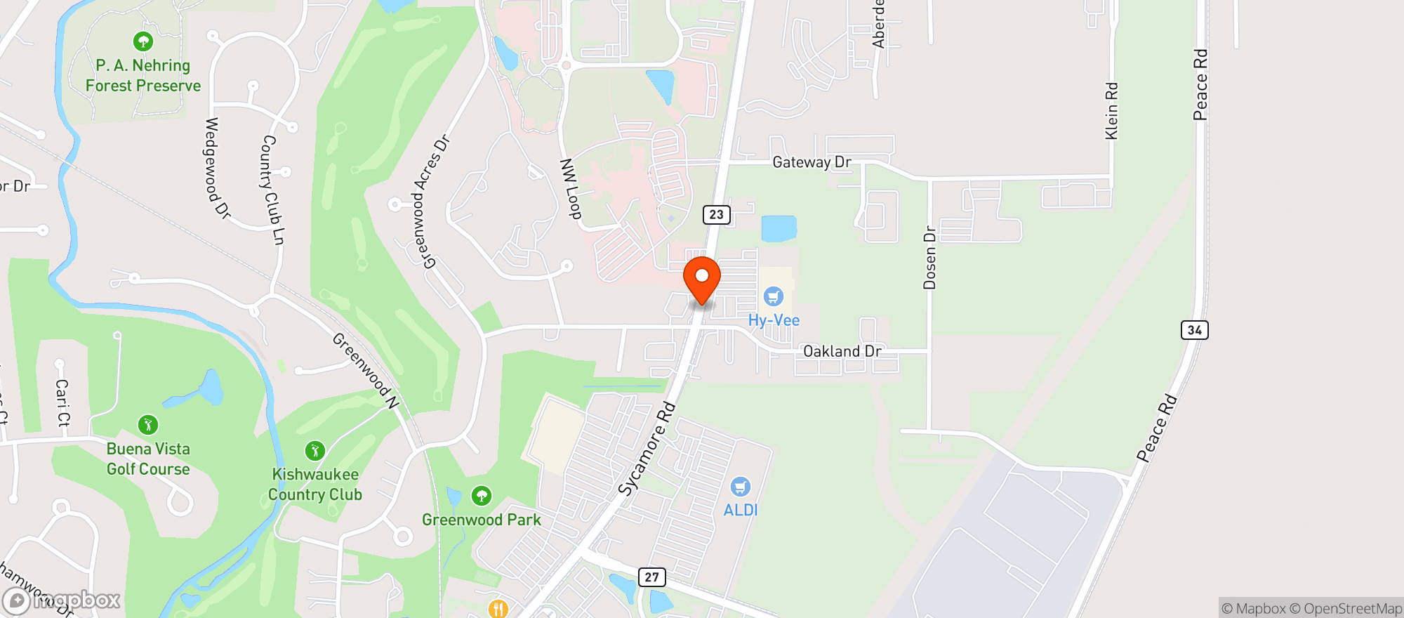 Map showing Hy Vee Food Store