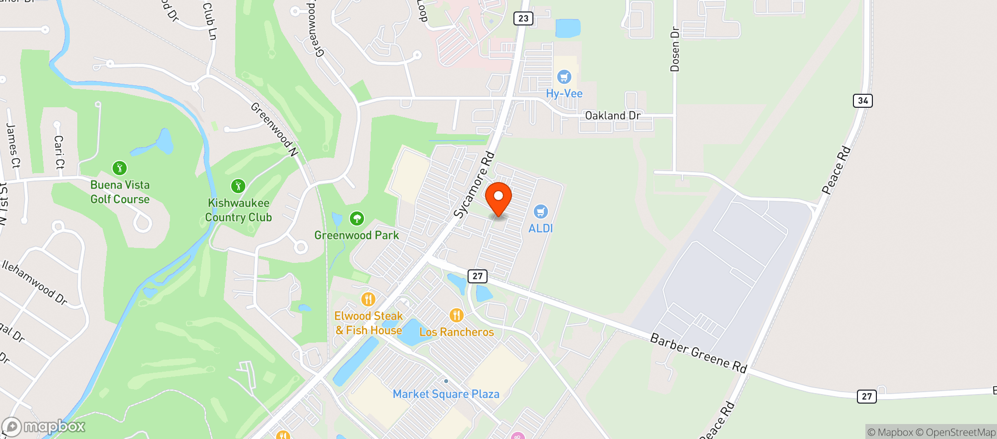 Map showing Buffalo Wild Wings Gril #110