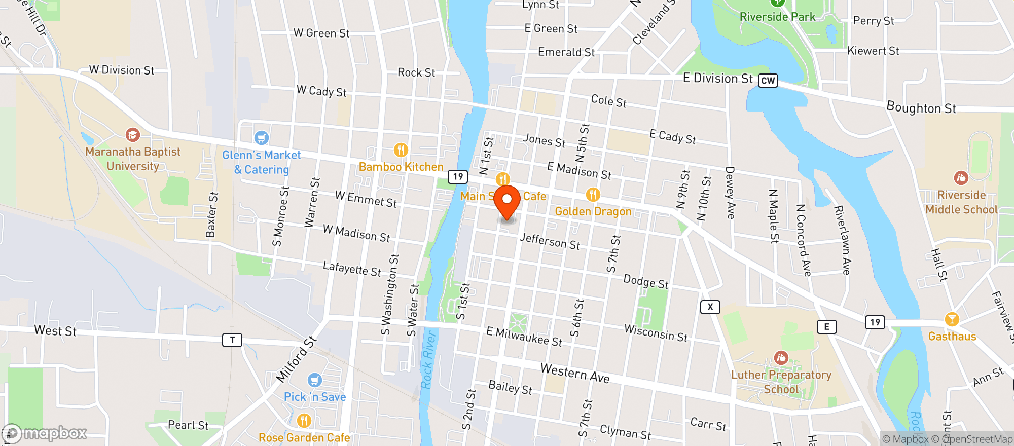 Map showing Silver Eagle Saloon