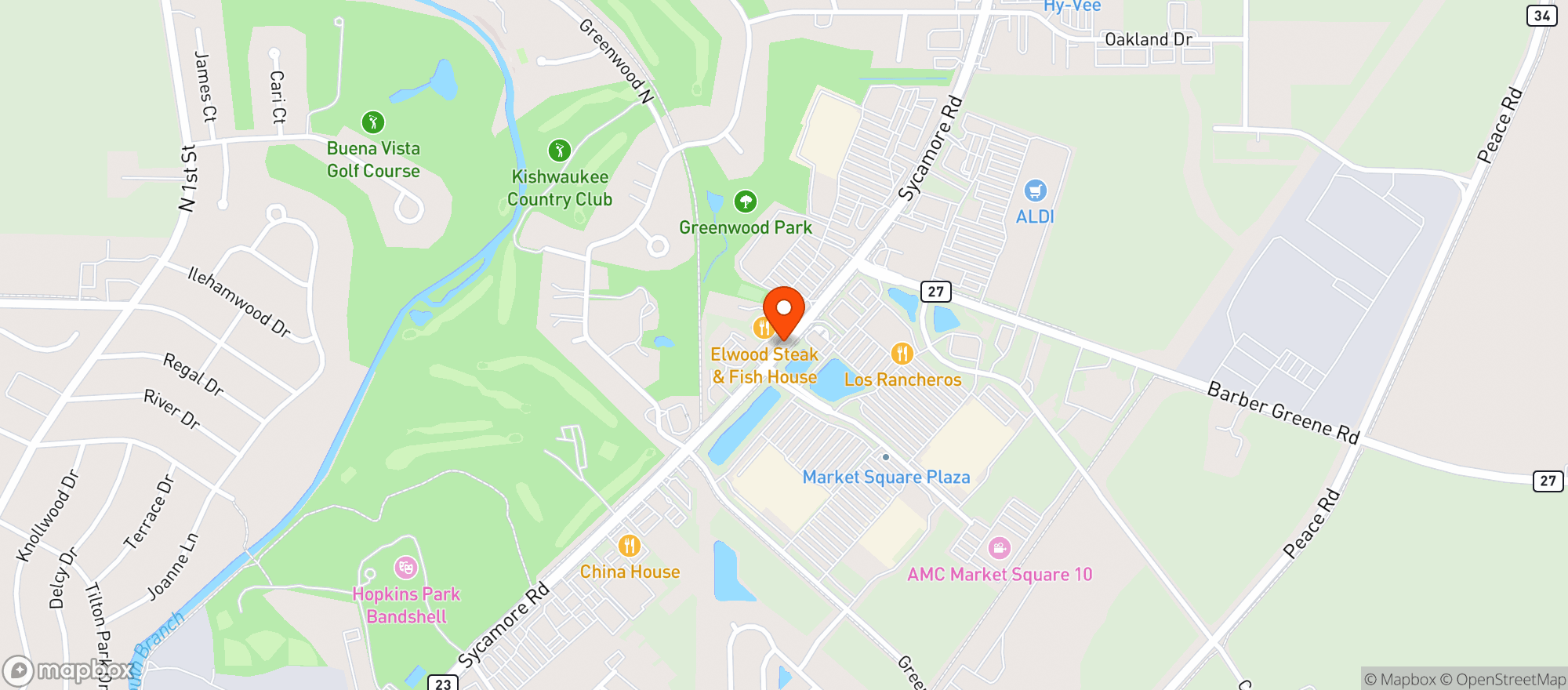 Map showing Elwood Steak & Fish House
