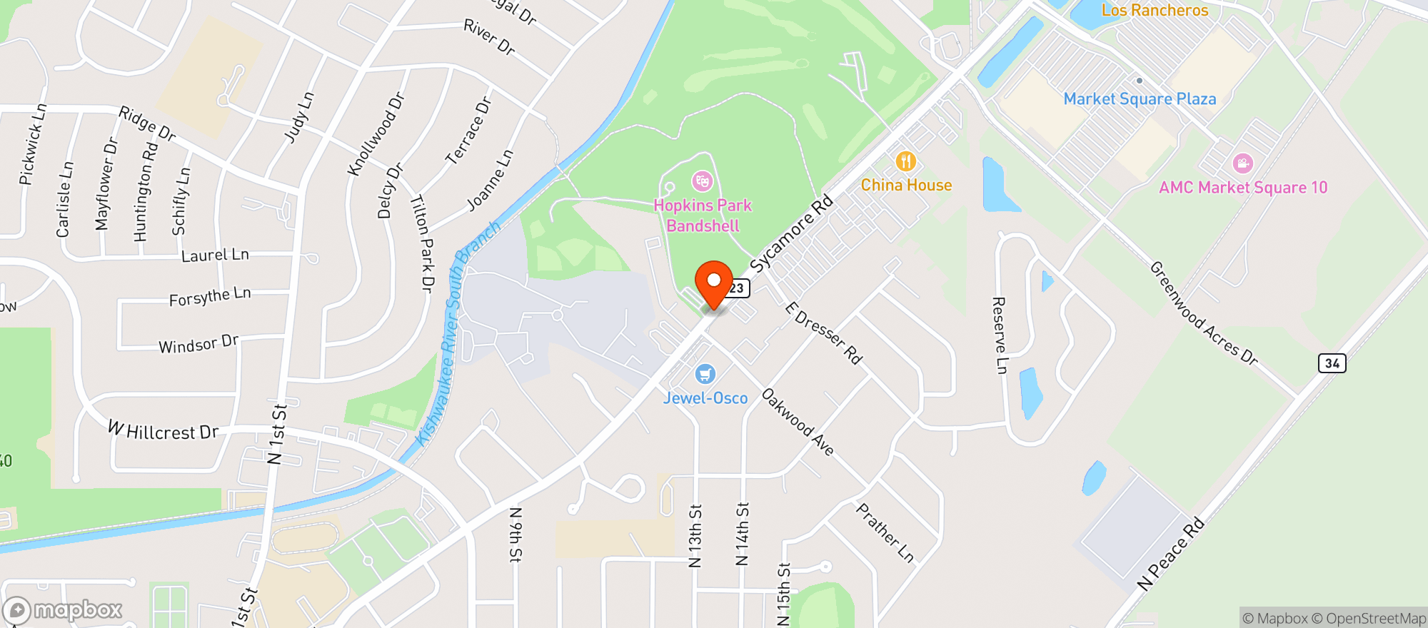 Map showing Zanas Wood Fire Pizza