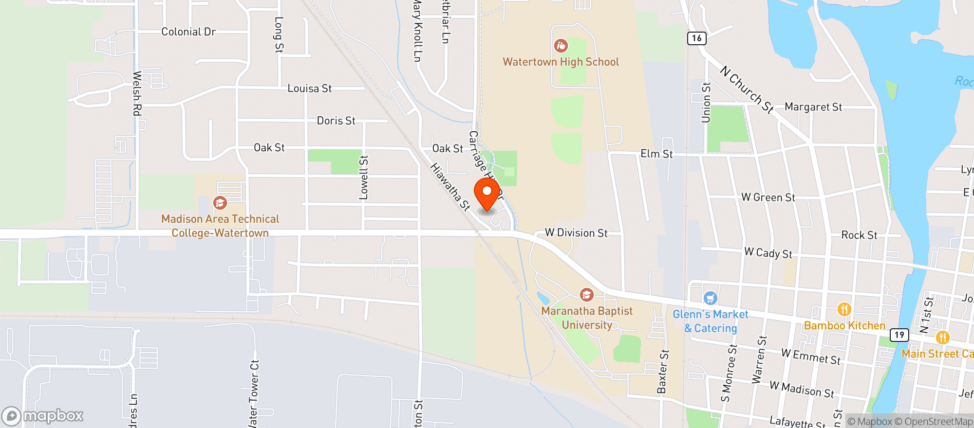 Map showing Kwik Trip #658 - Watertown
