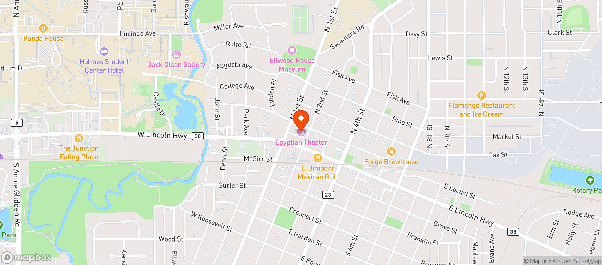 Map showing Egyptian Theatre