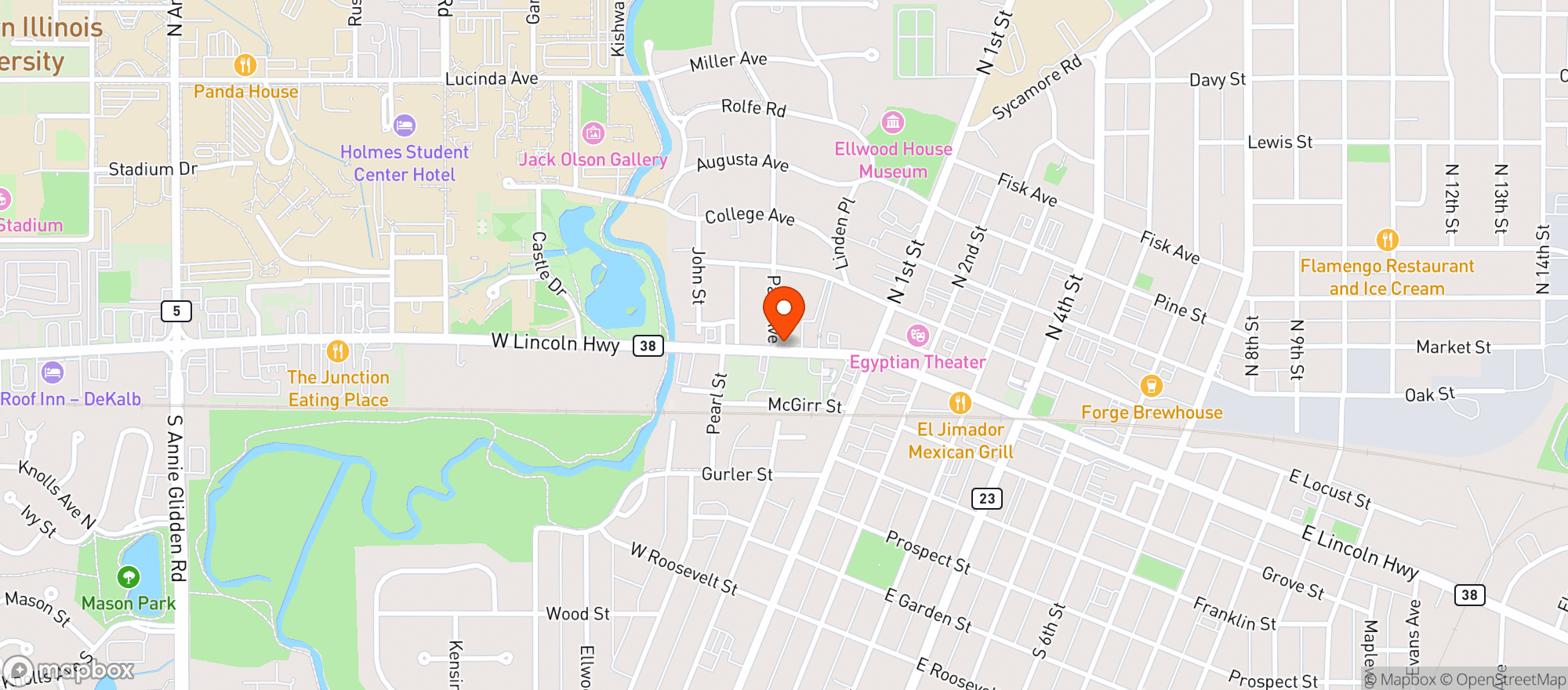 Map showing American Liquors - Dekalb