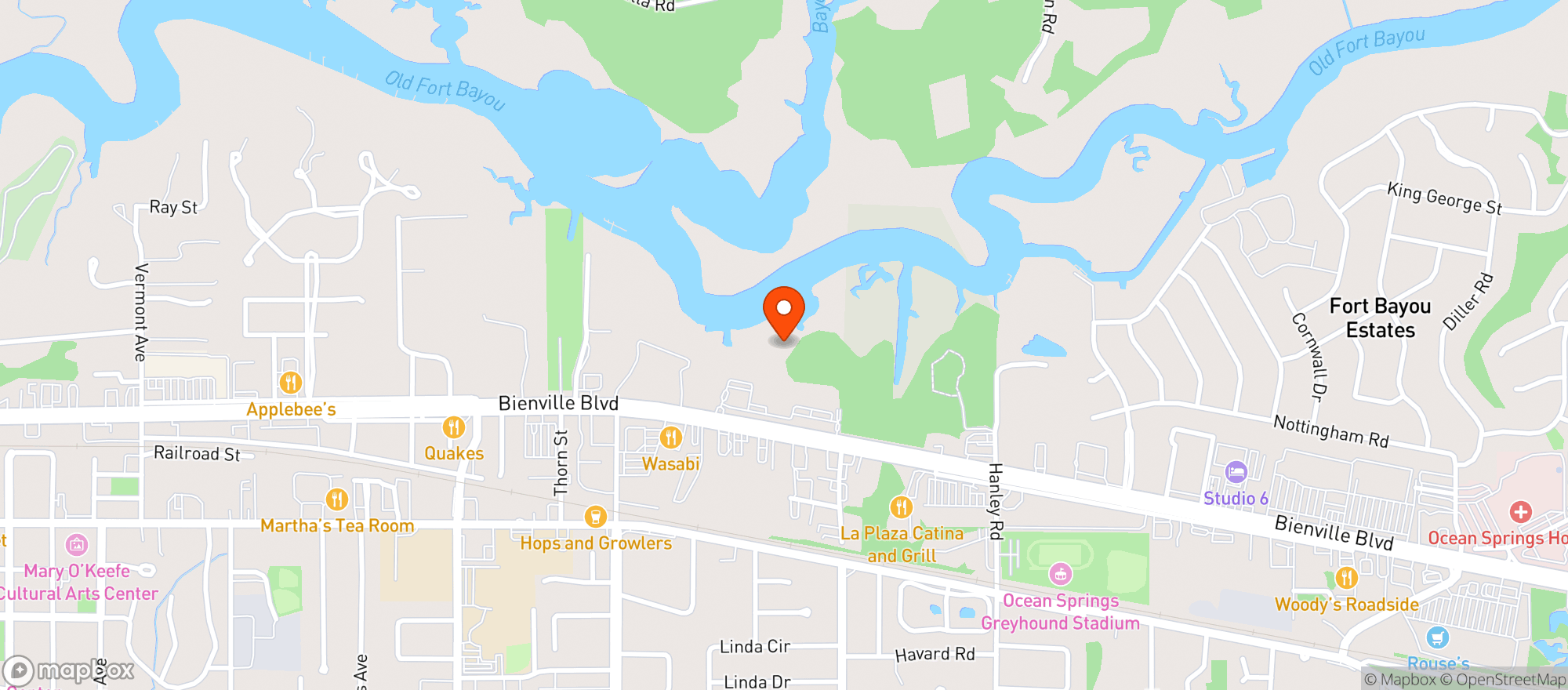 Map showing Keg & Barrel Ocean Springs