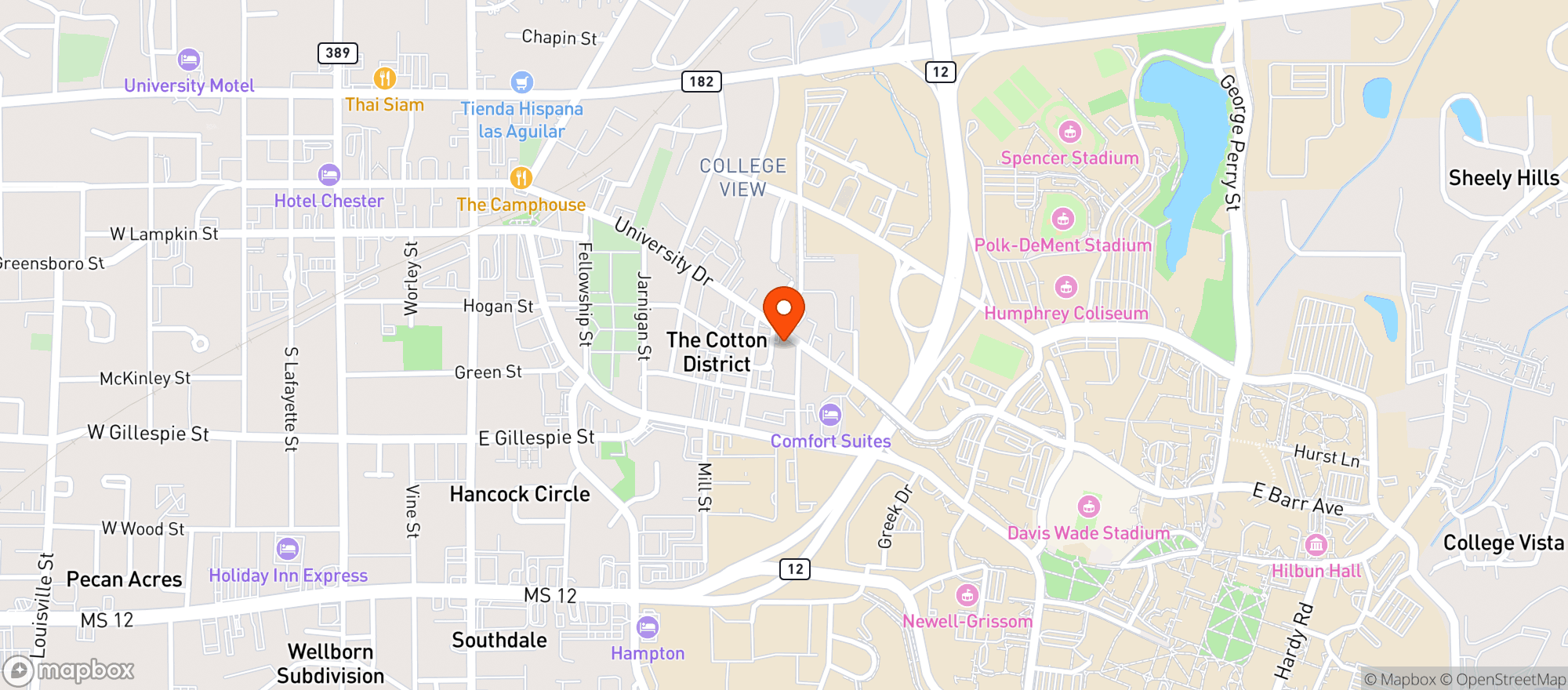 Map showing Bulldog Burger Co