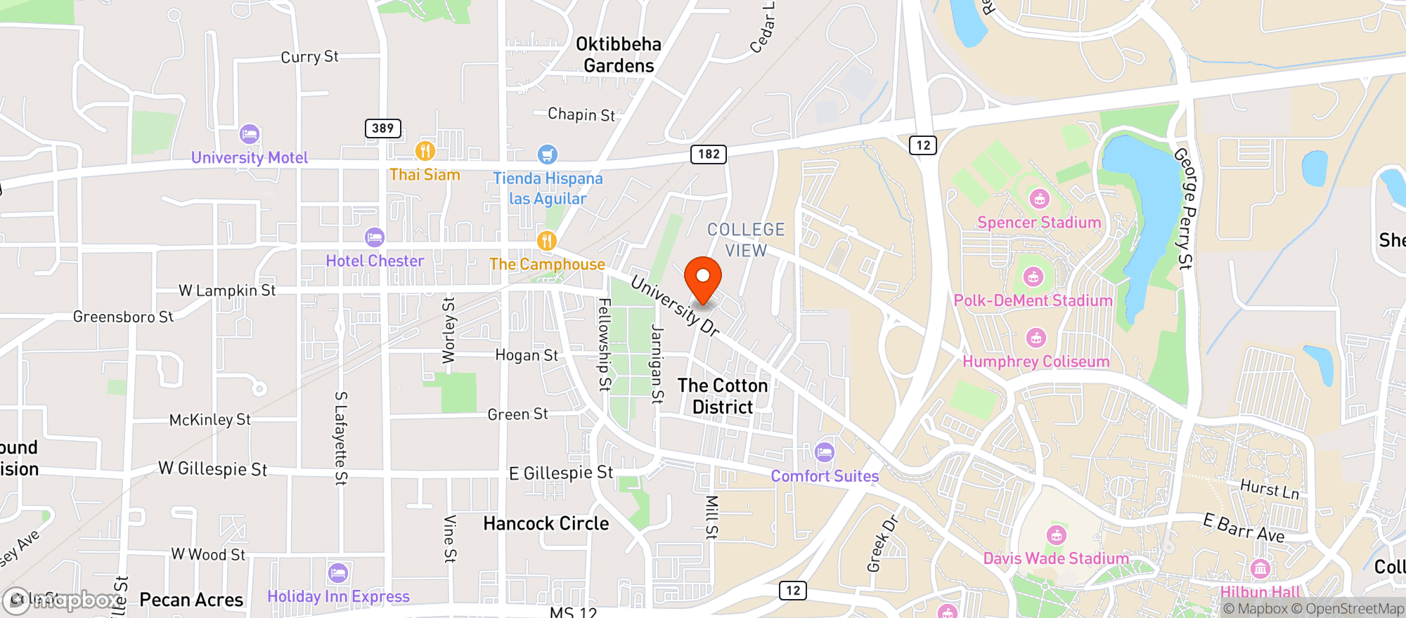 Map showing COCONUTS IN THE GROVE