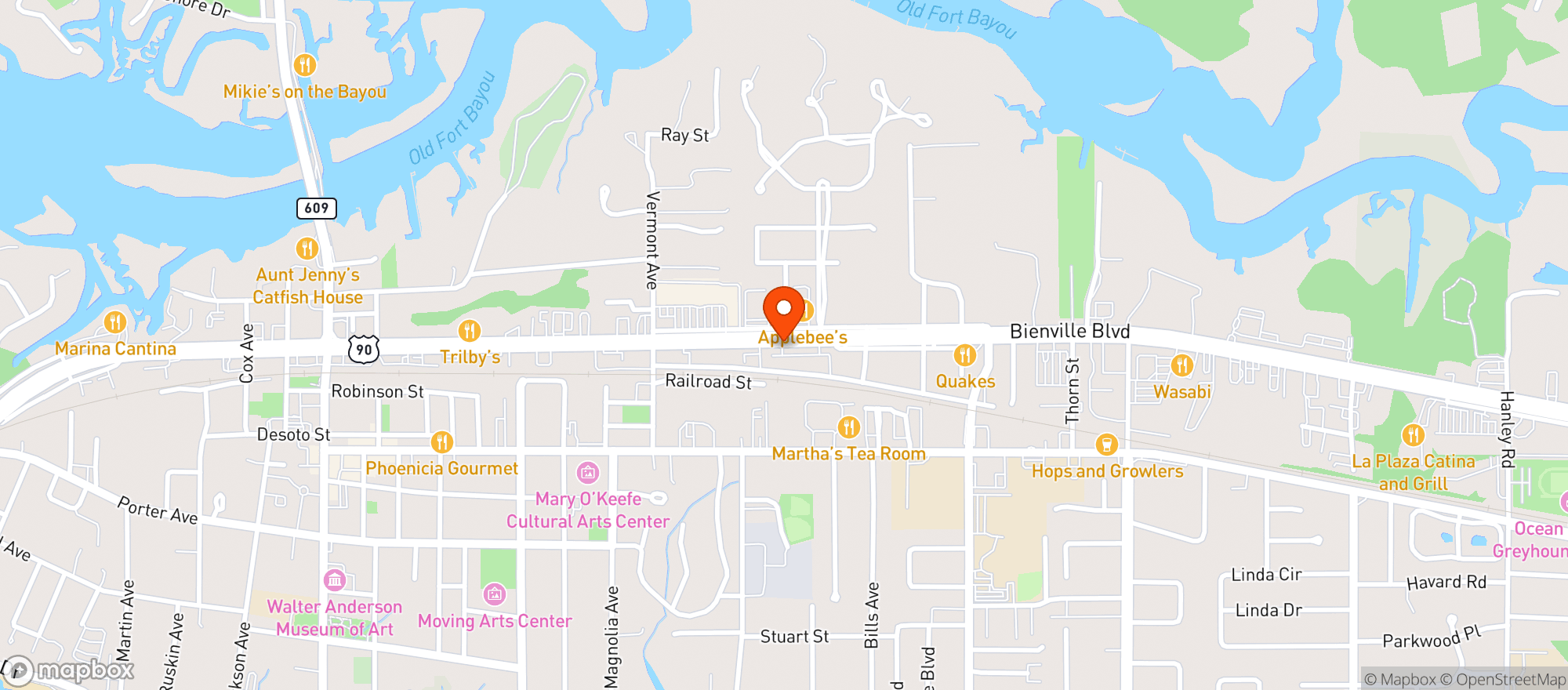 Map showing Aztecas Restaurant & Cantina