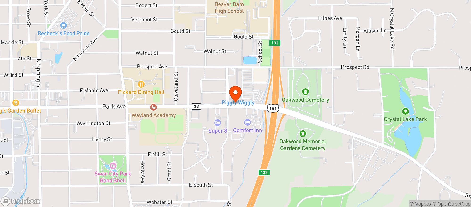Map showing Piggly Wiggly