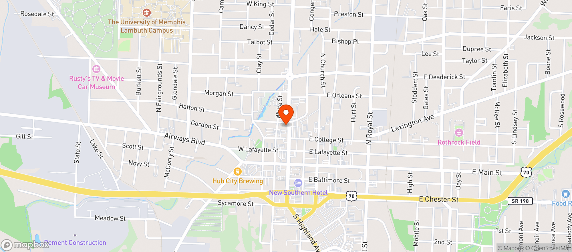 Map showing Grubbs Grocery