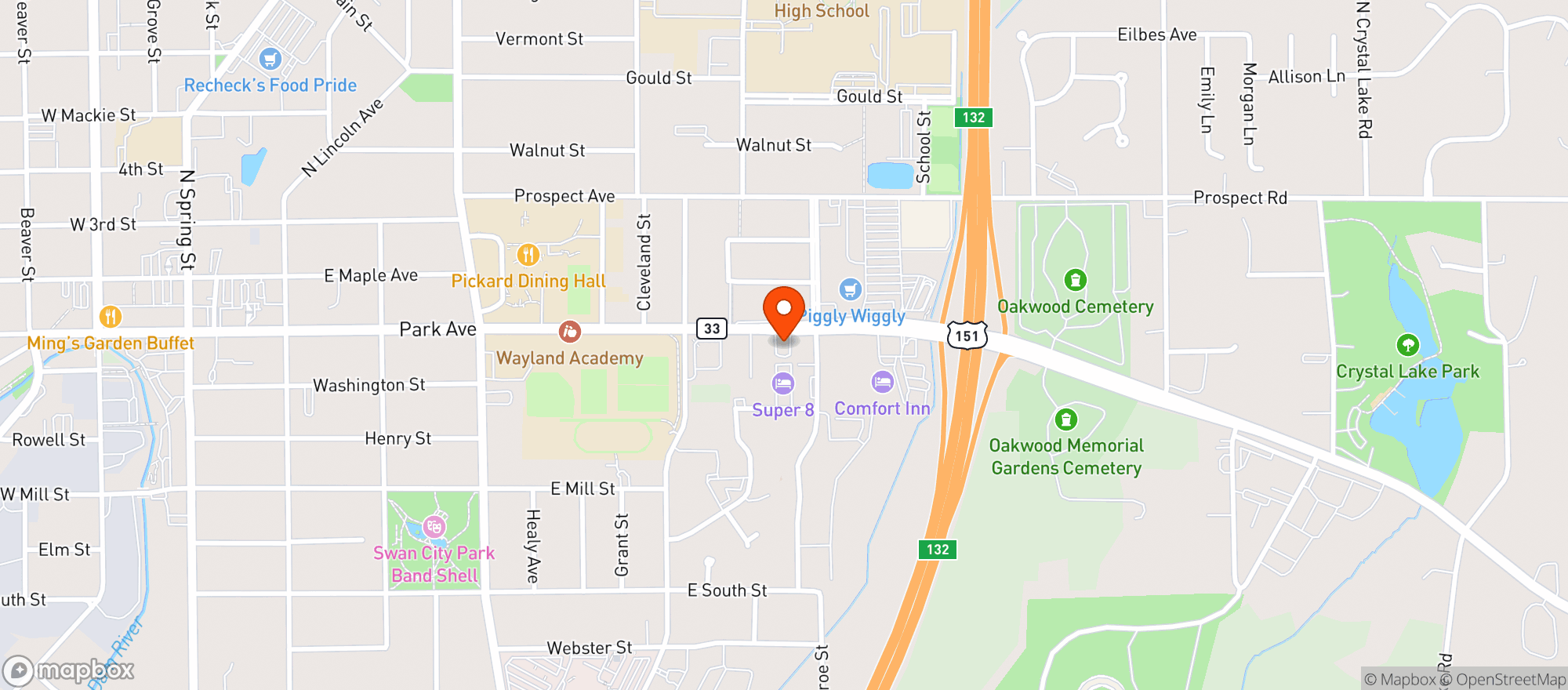Map showing Park Ave Sport Cafe