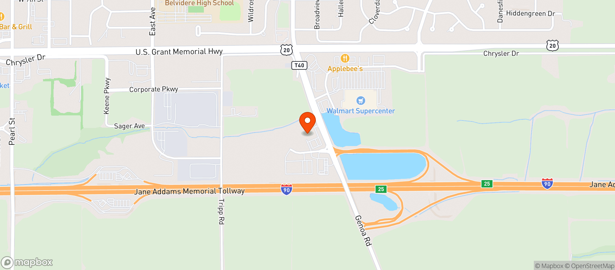 Map showing Aroma Hill Belvidere