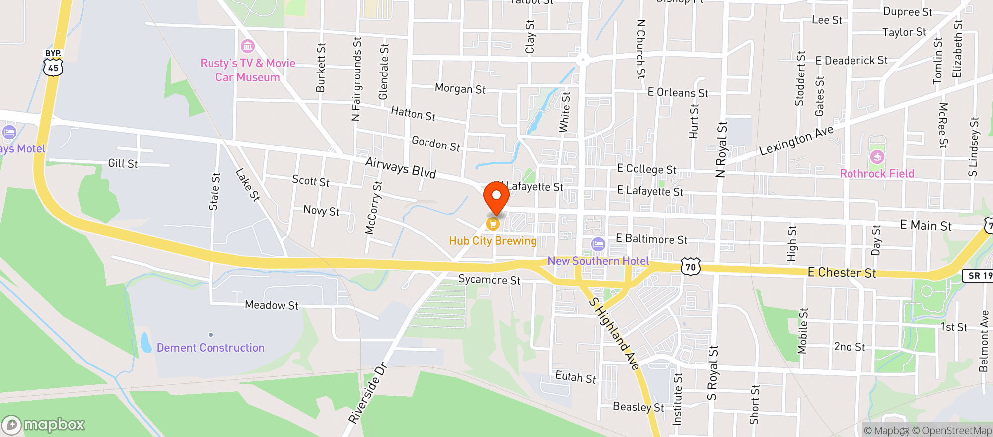Map showing Hub City Brewing