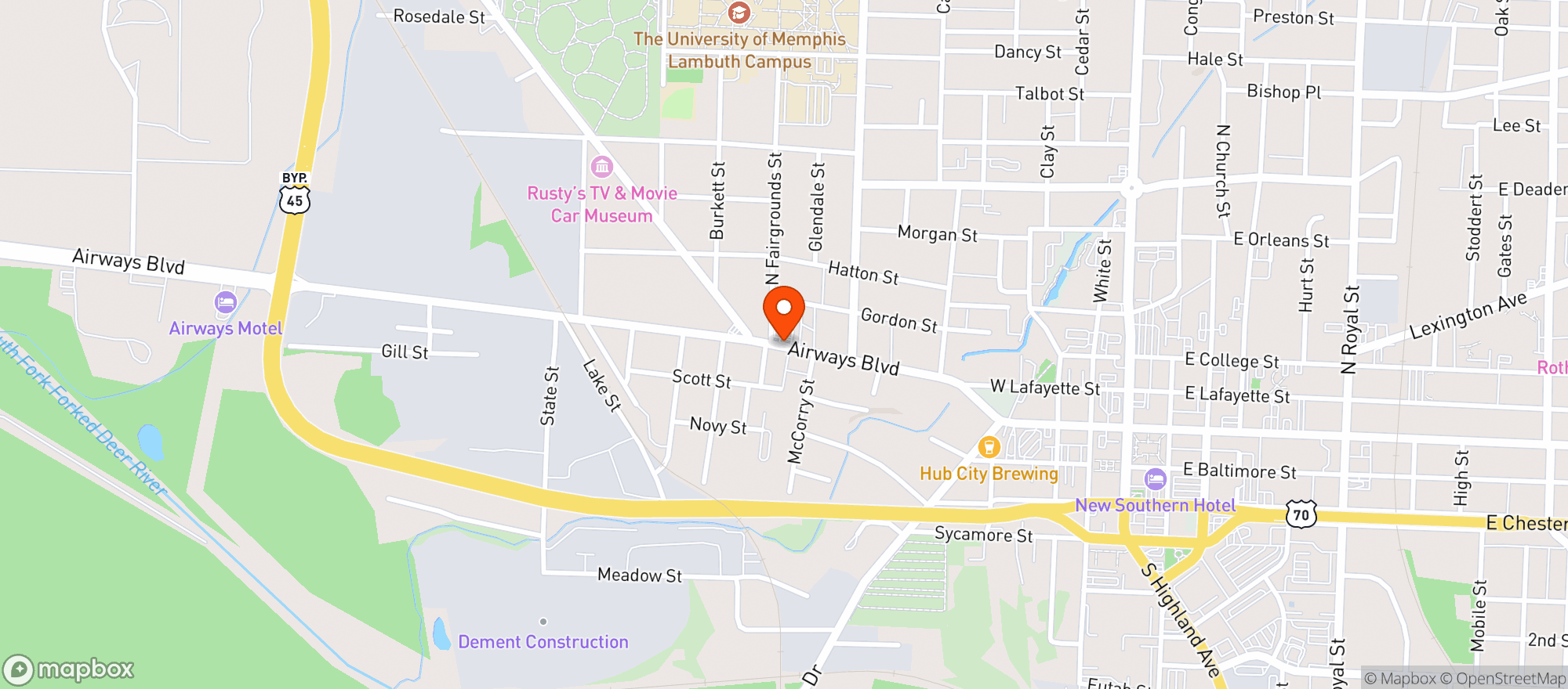 Map showing S & S Food Mart