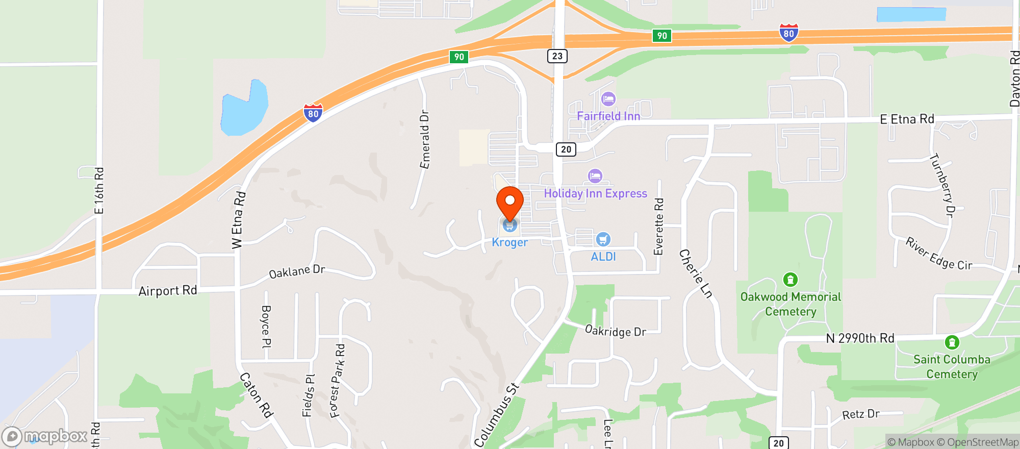 Map showing Kroger