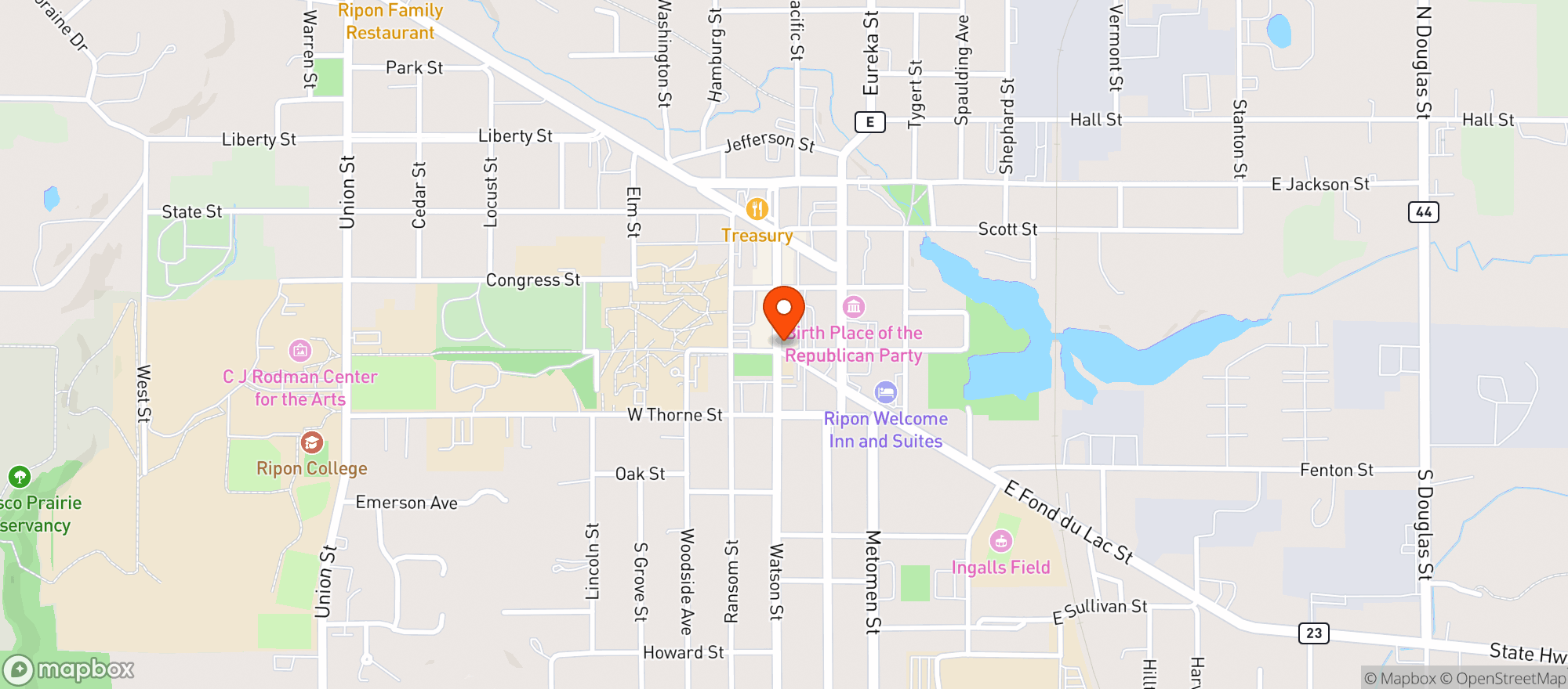 Map showing Js Bbq