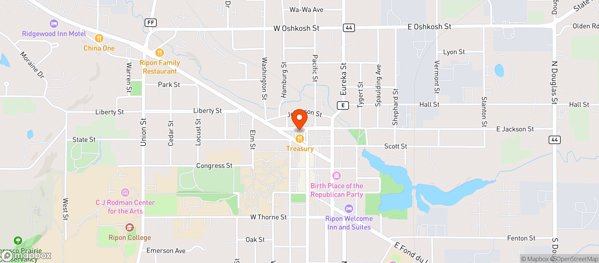 Map showing Roadhouse Pizza