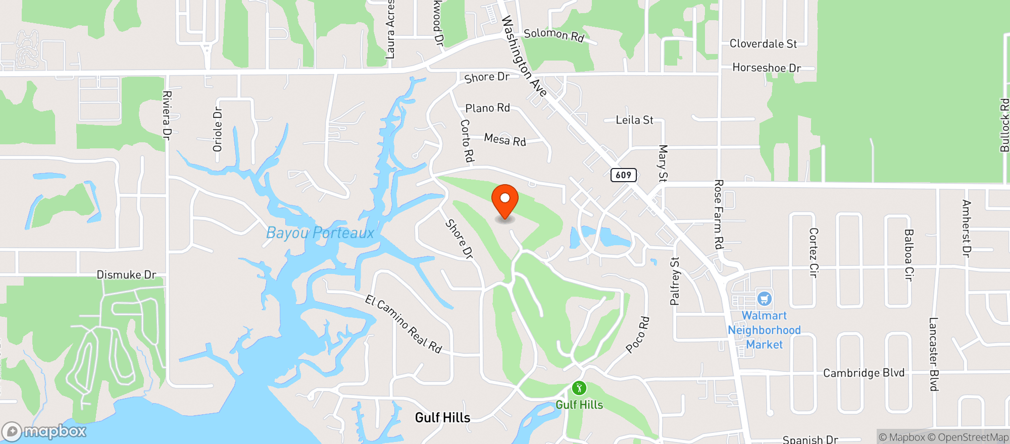 Map showing Gulf Hills Golf Club