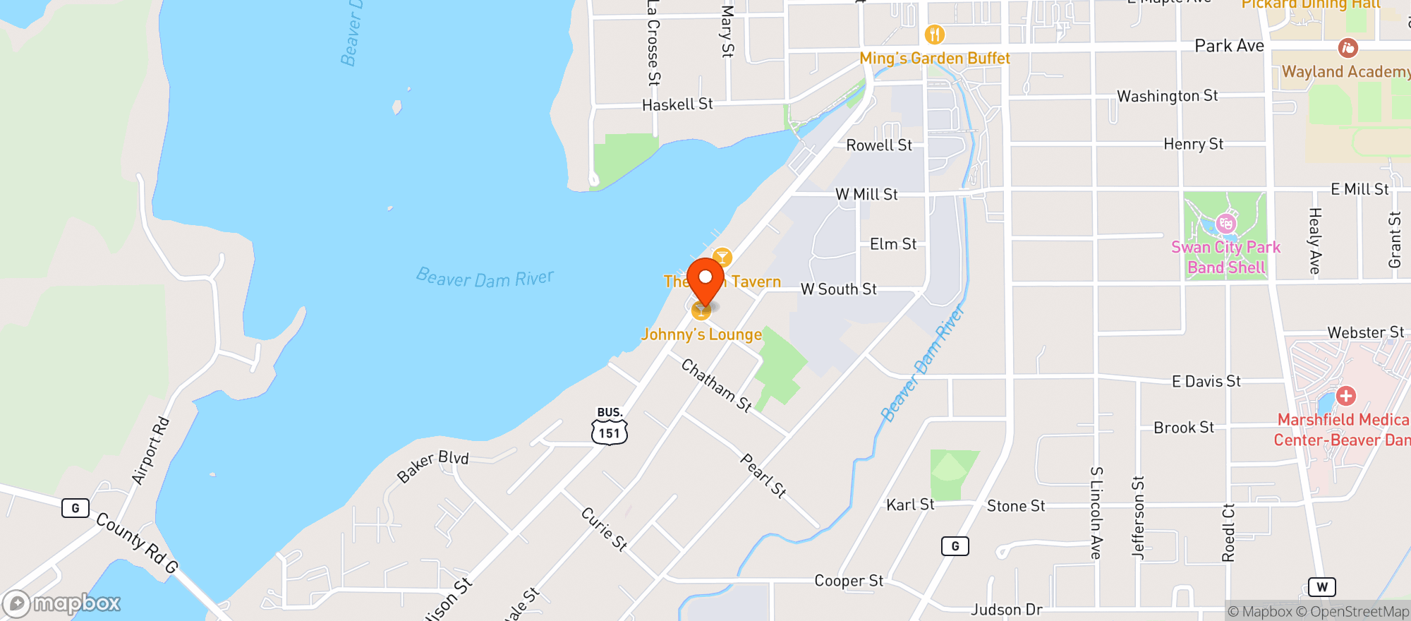 Map showing Johnny S Lounge