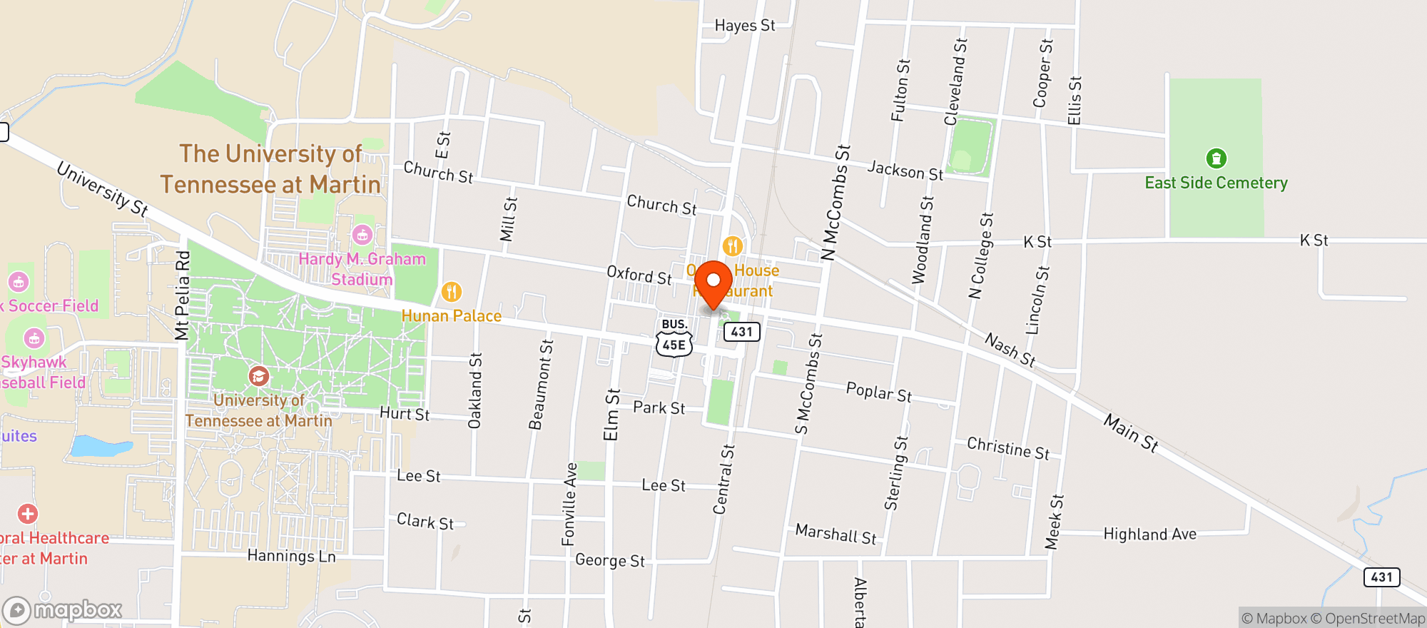 Map showing Blue Oak Oyster Bar & Grill