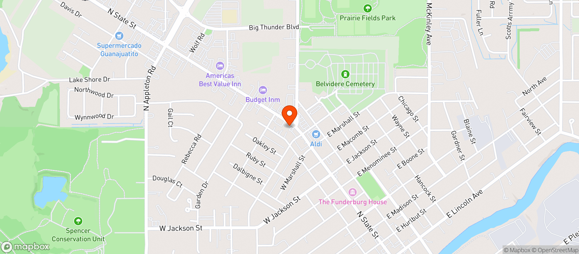 Map showing Belvidere Wine & Spirits