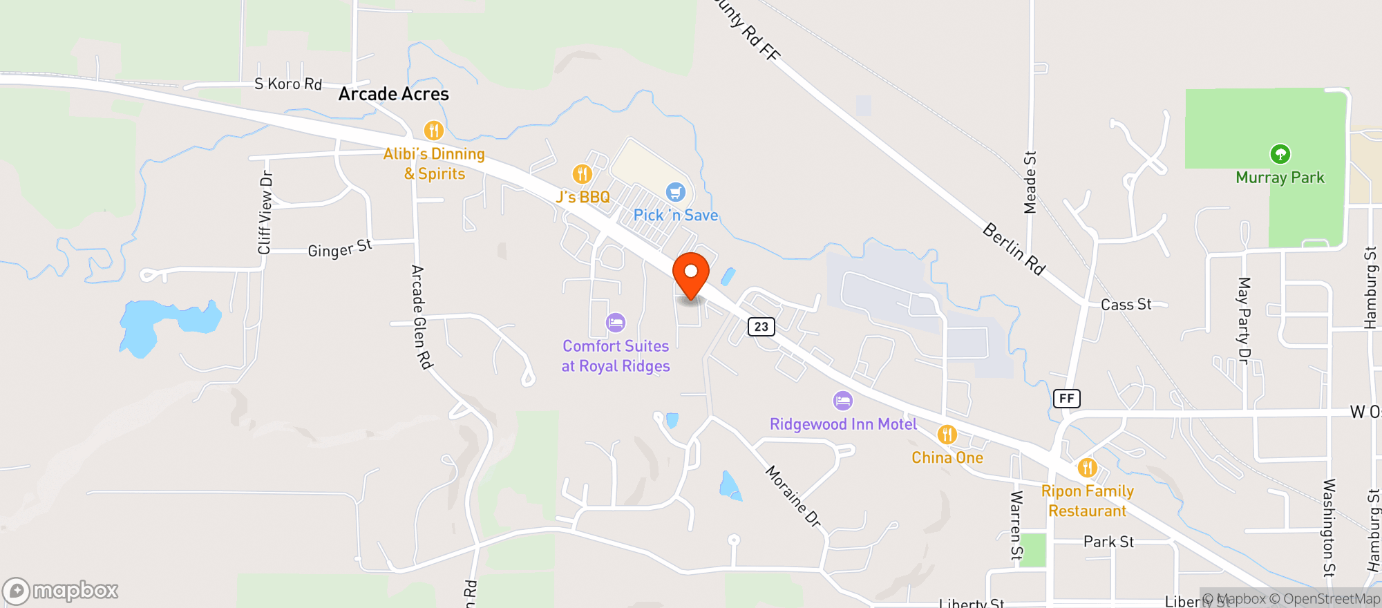 Map showing Kwik Trip #392-ripon