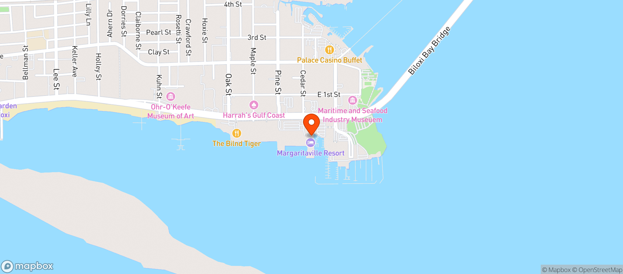 Map showing Margaritaville Hotel & Resort Biloxi