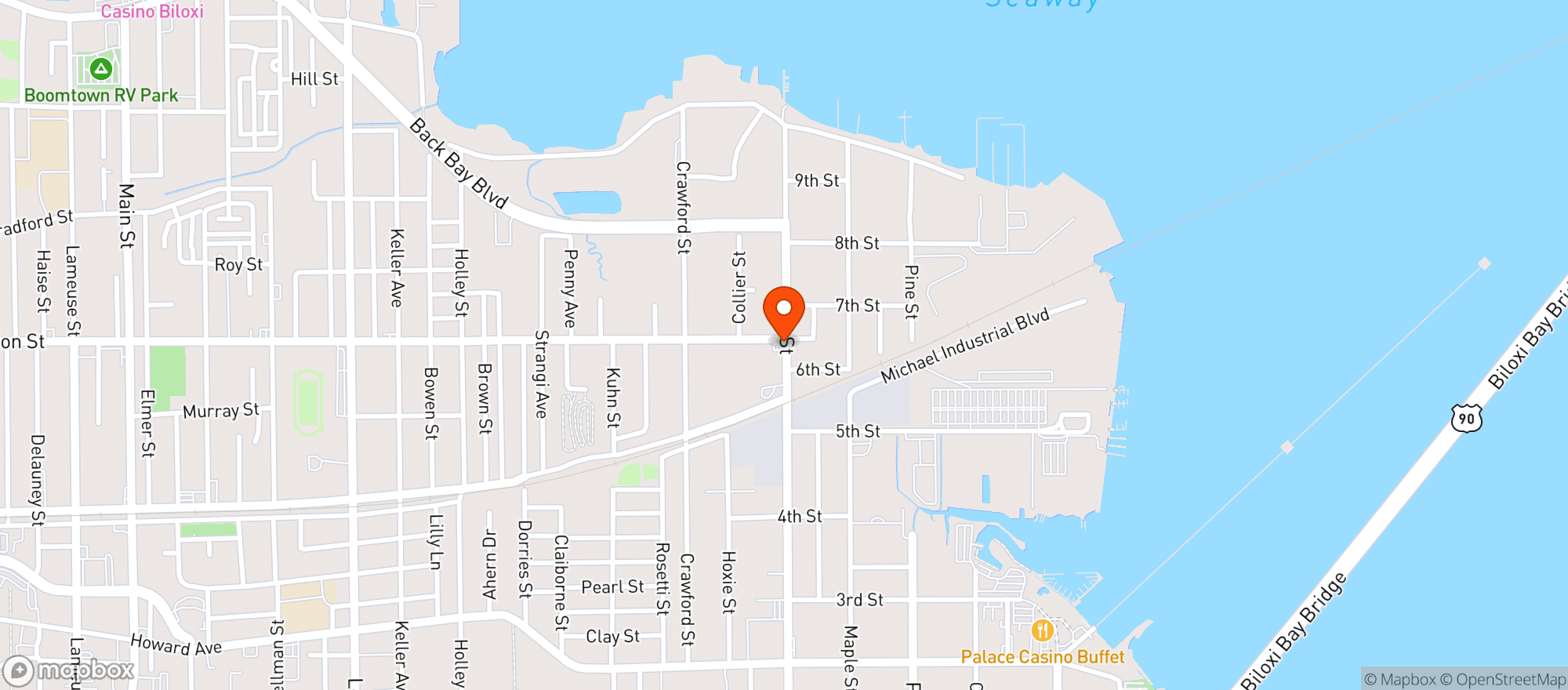 Map showing M & N Casino Food Mart