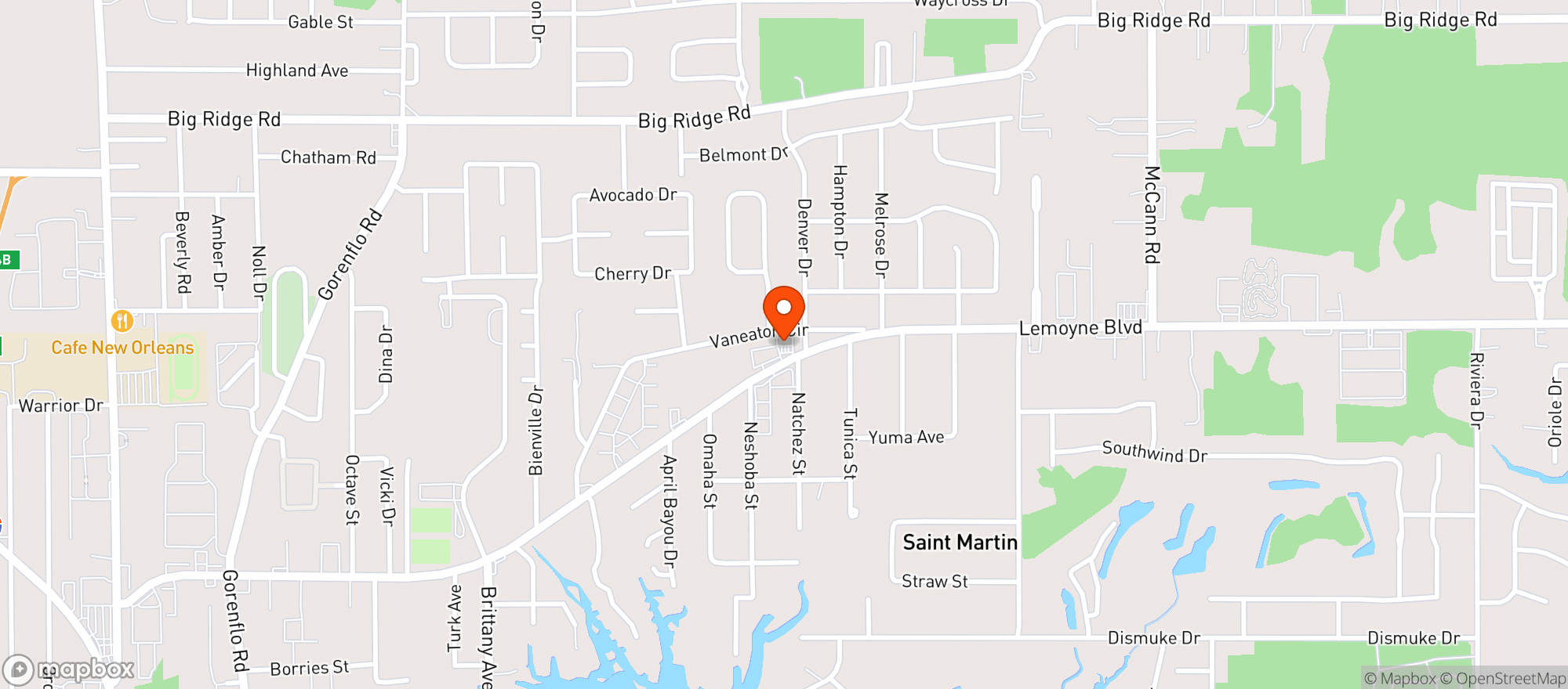 Map showing Tiger Mart - Citgo