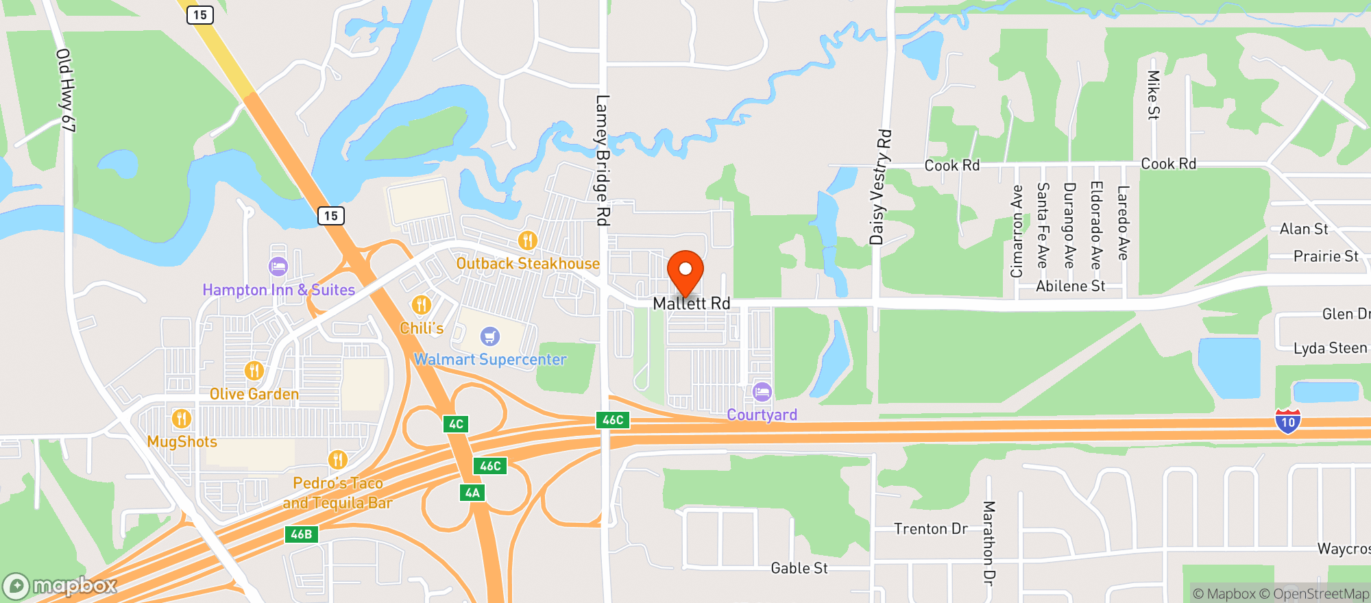 Map showing Cypress Lanes
