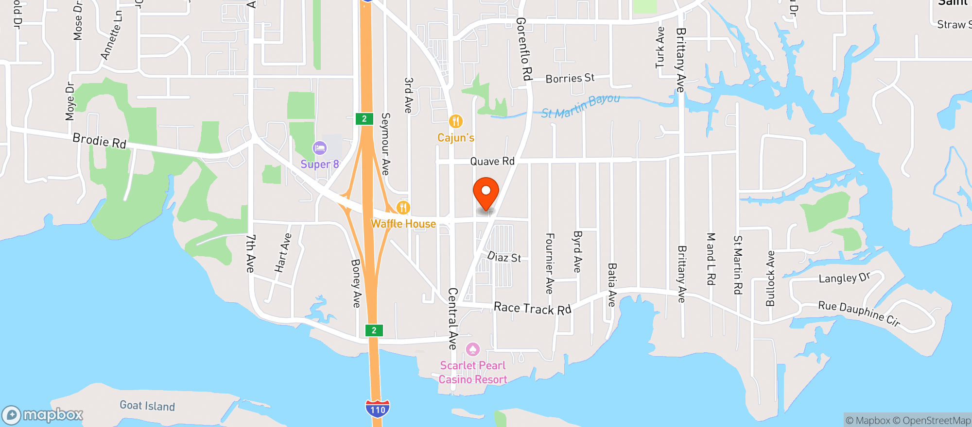 Map showing Reno's Sports Pub