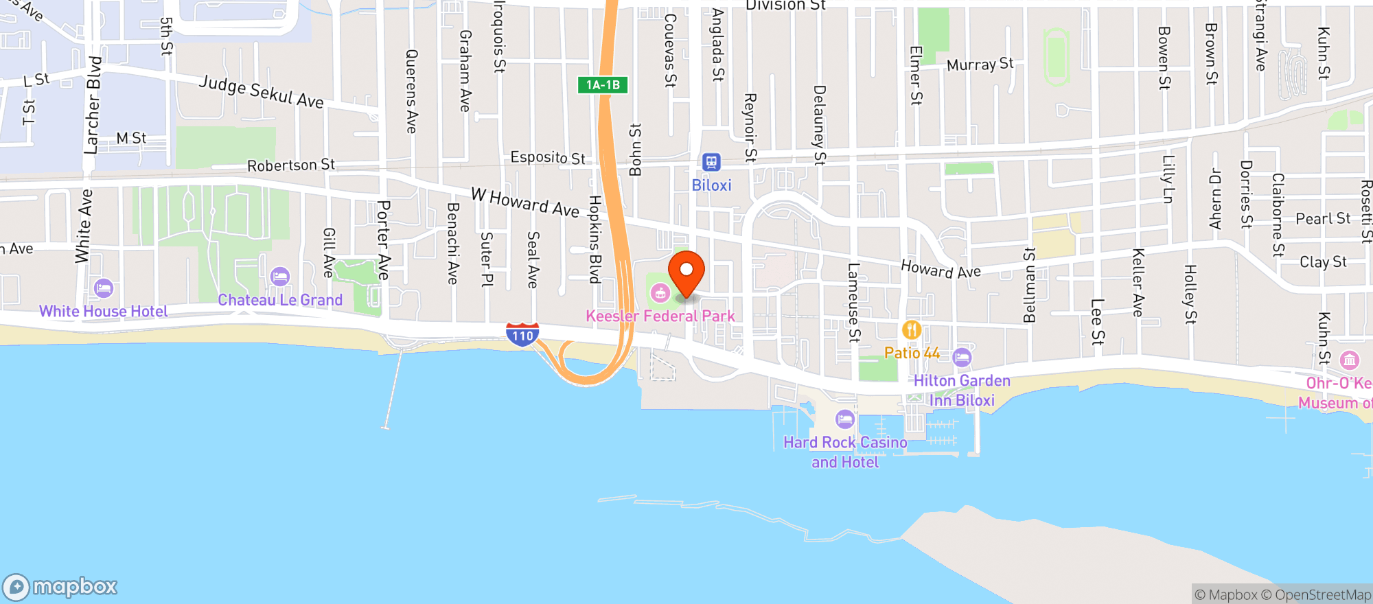 Map showing Keesler Federal Park