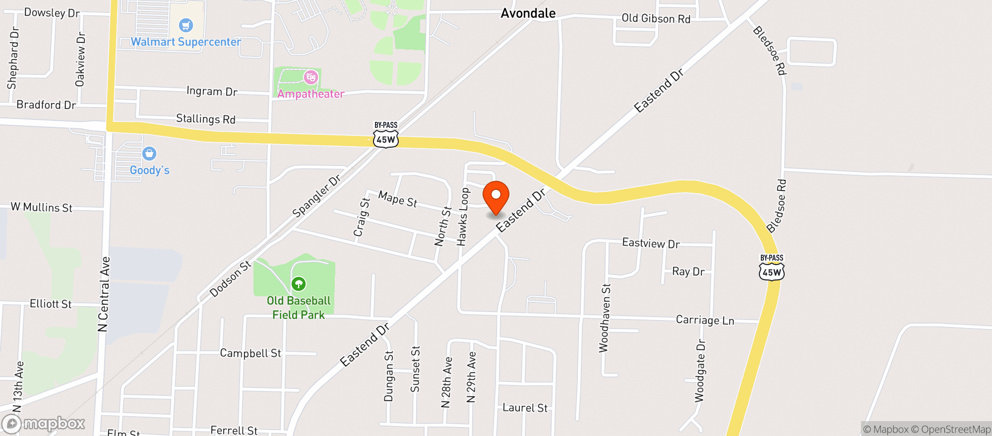 Map showing Robert S Package Store