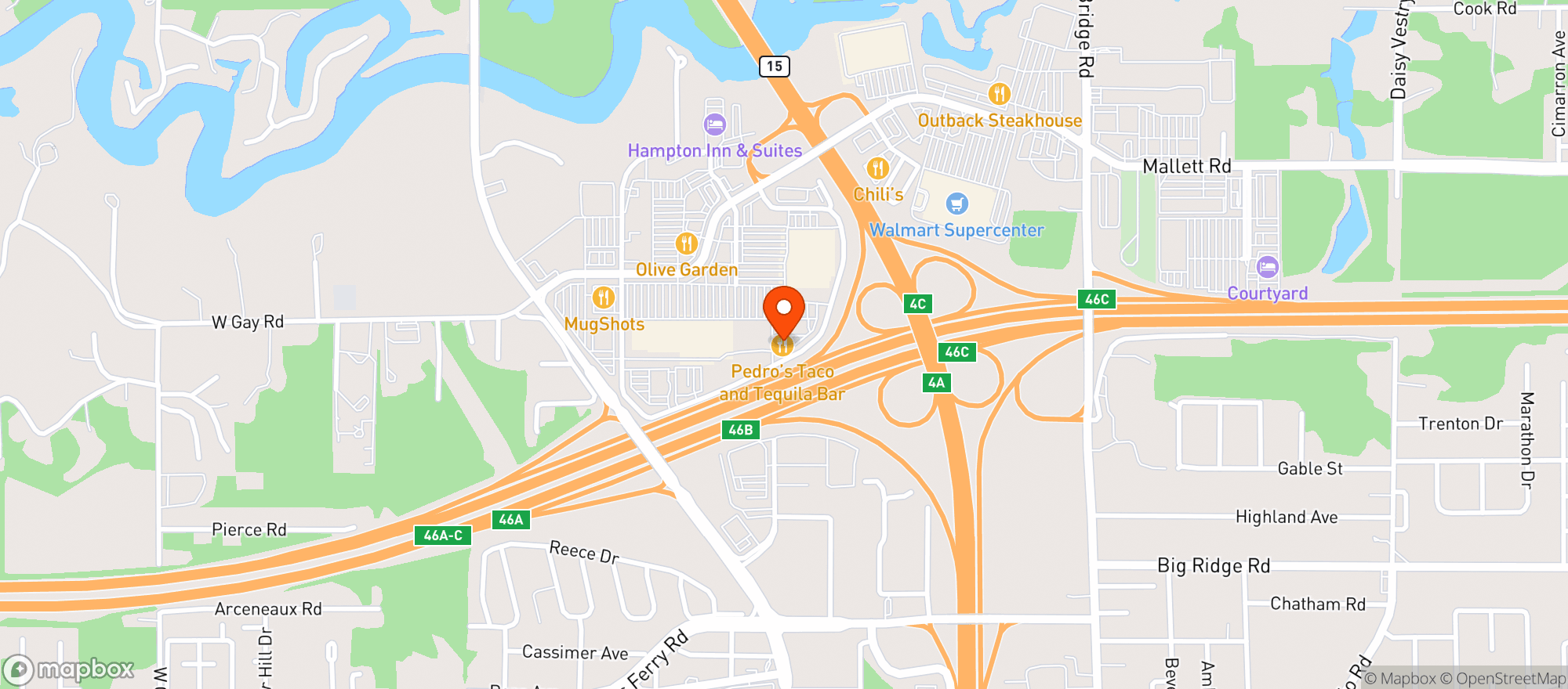 Map showing Pedros Tacos & Tequila Bar