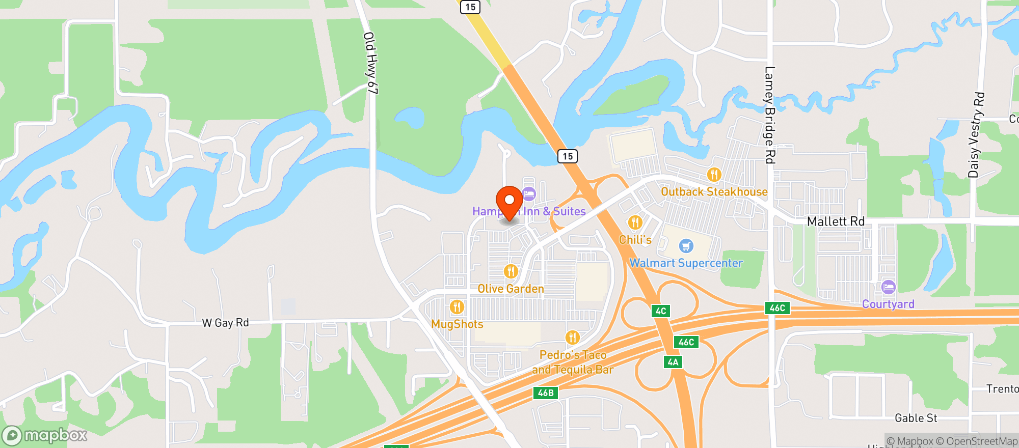 Map showing Pisanos Pizza