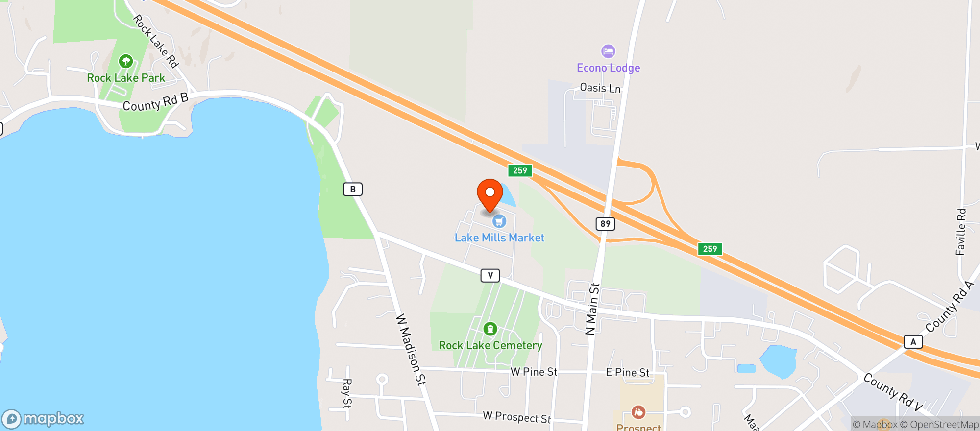 Map showing Lake Mills Market