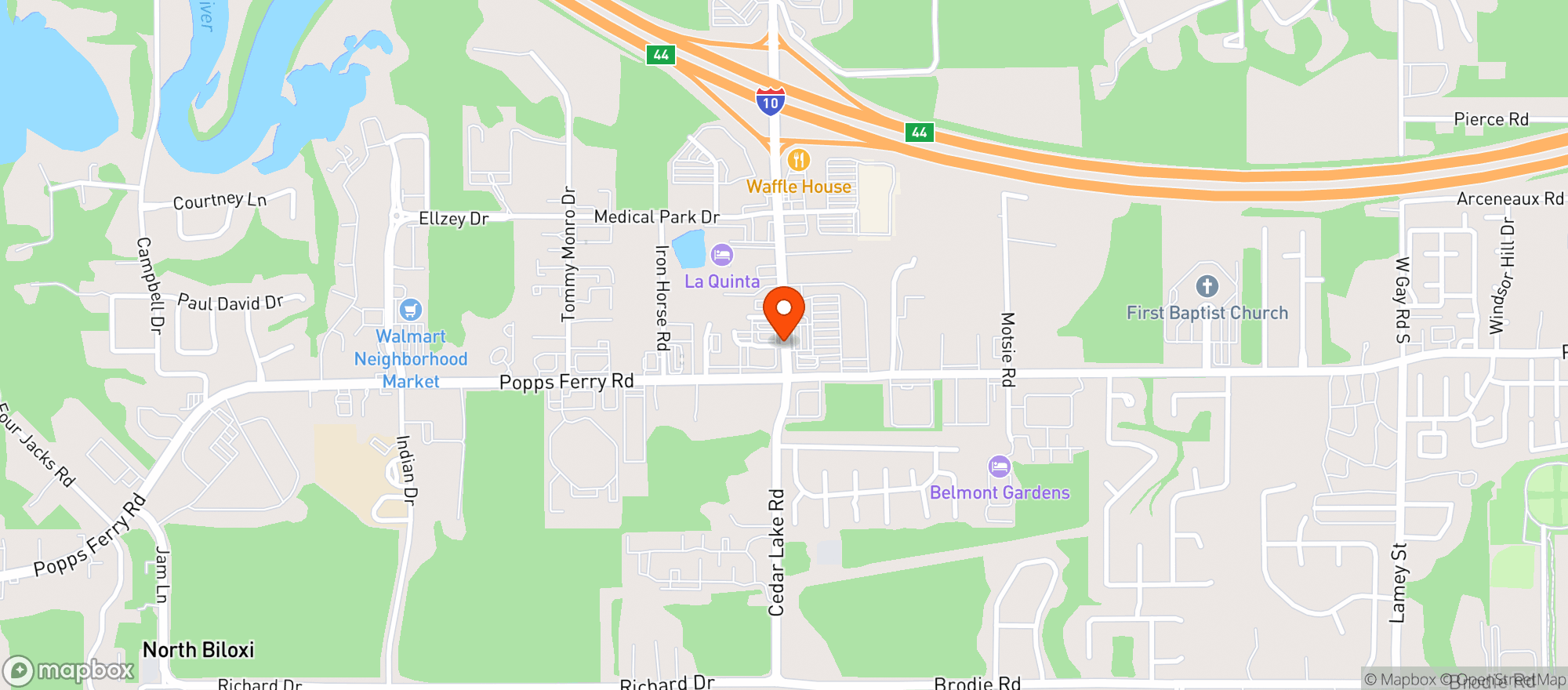 Map showing Pops Pizzeria