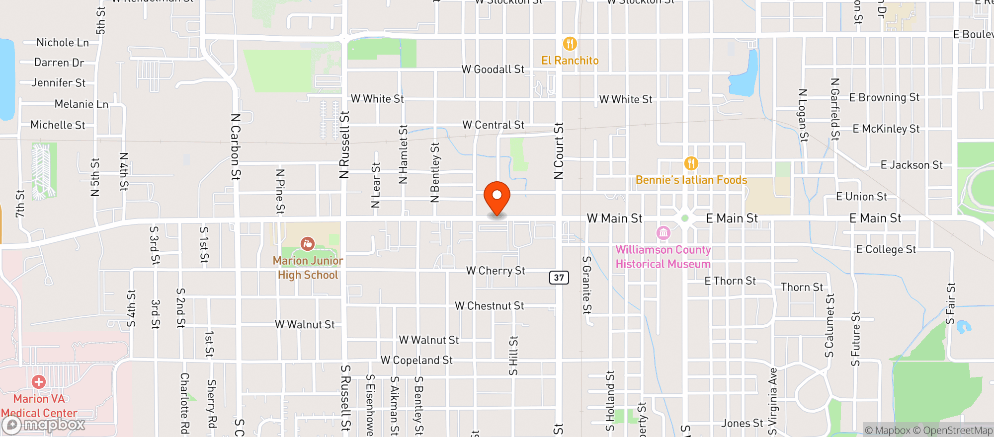 Map showing Luckys Beer Wine Spirits