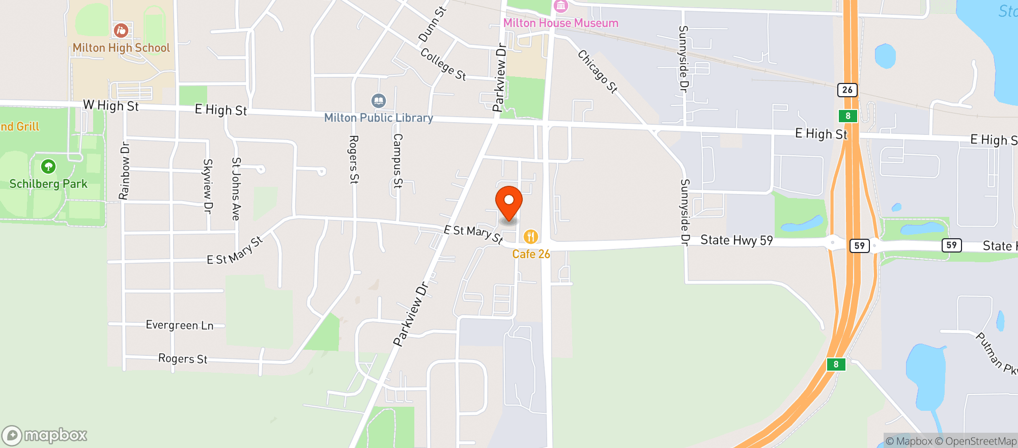 Map showing Piggly Wiggly - Milton