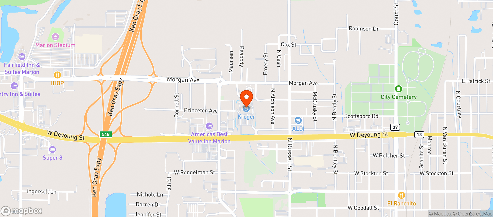 Map showing Kroger