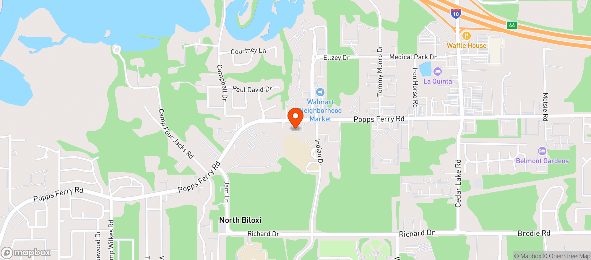 Map showing Polks Drugs