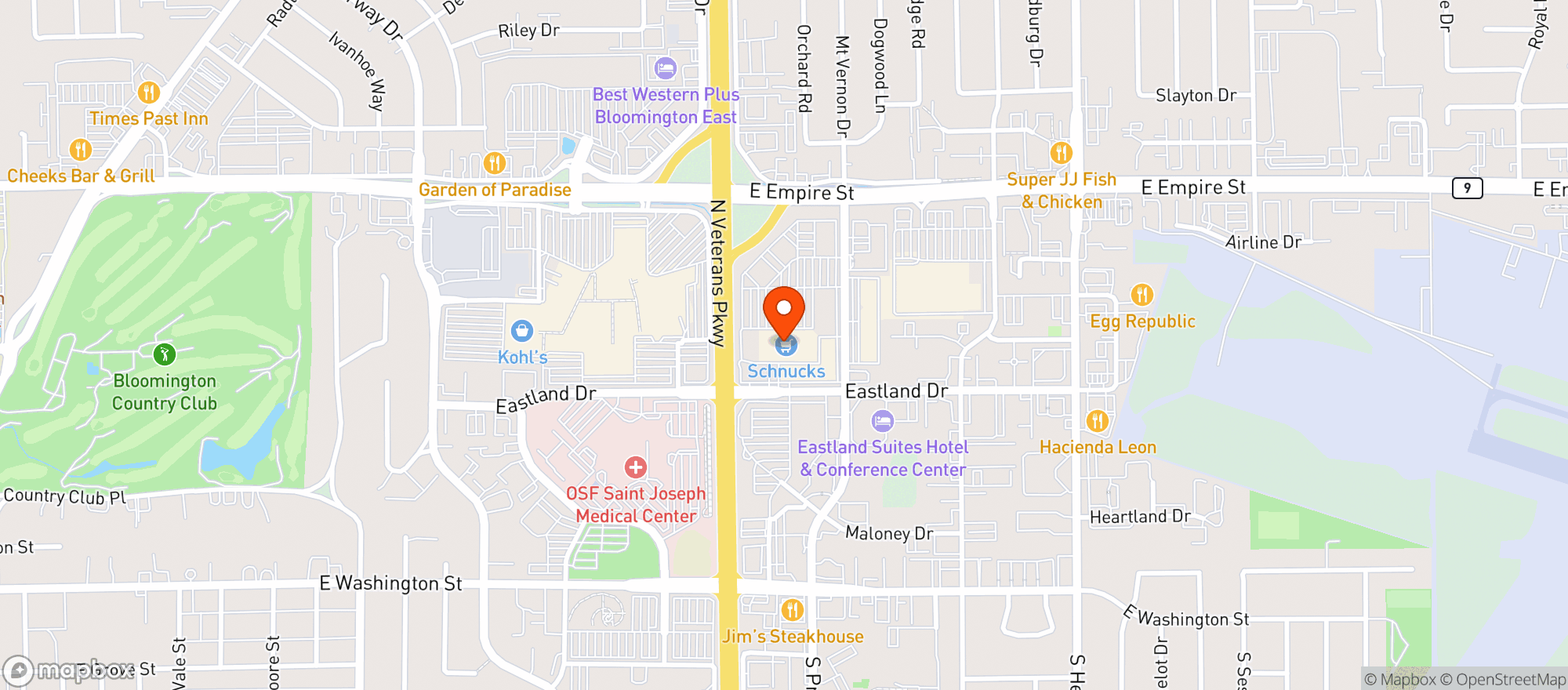 Map showing Schnucks #706 - Bloomington