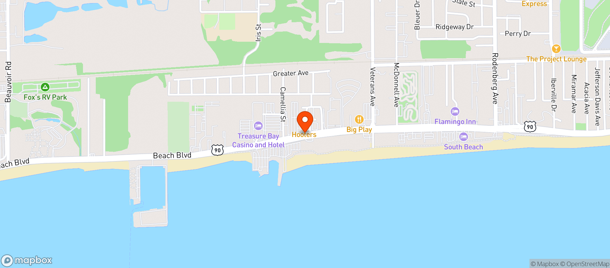 Map showing Aztecas Restaurant & Cantina