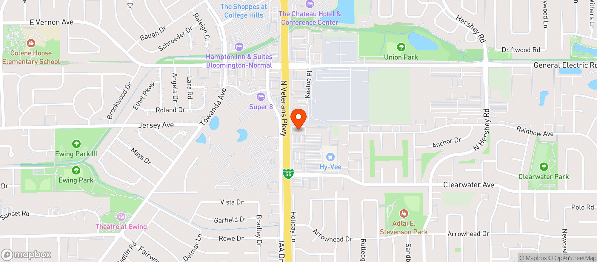 Map showing Binny S Bev Depot - Bloomington