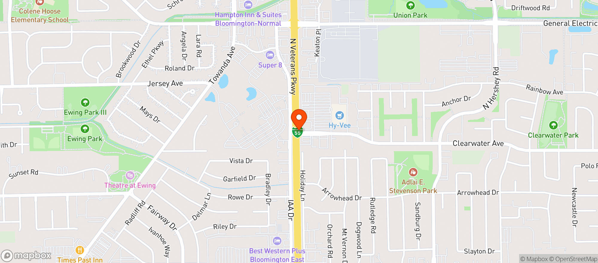 Map showing X-Golf Bloomington