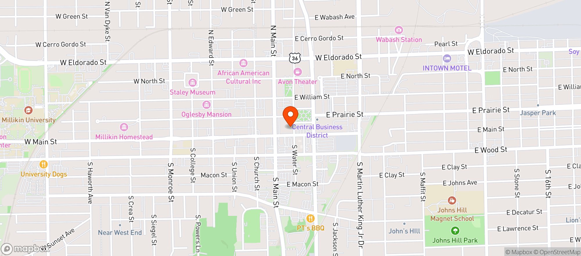Map showing Decatur Area Arts Council