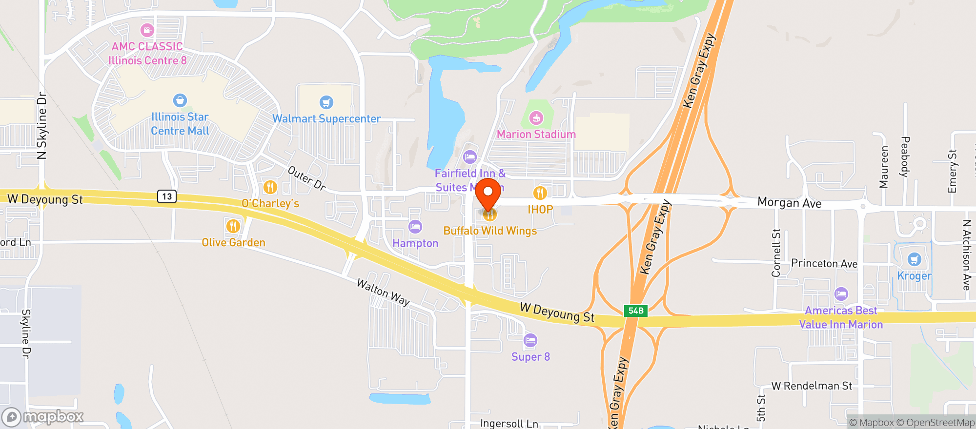Map showing Buffalo Wild Wings Gril #3817