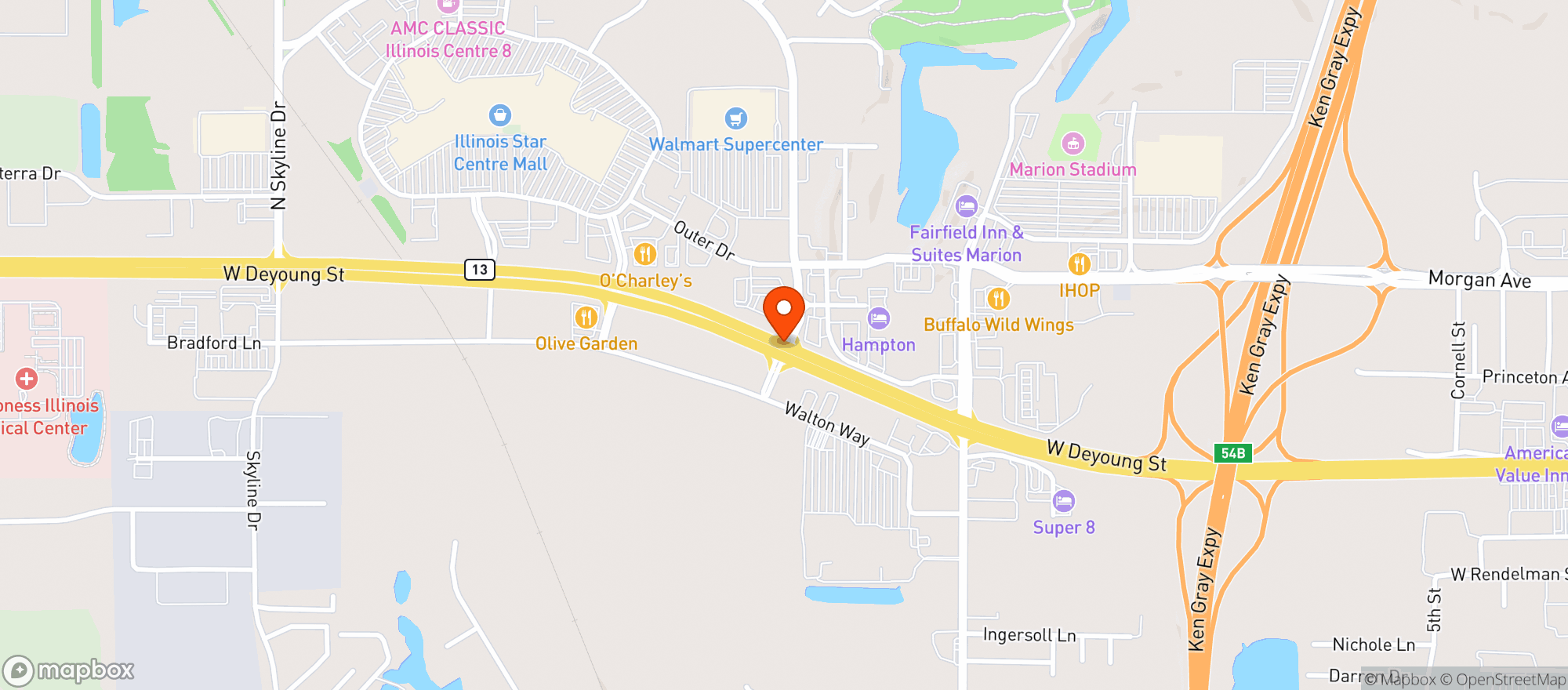 Map showing Texas Roadhouse