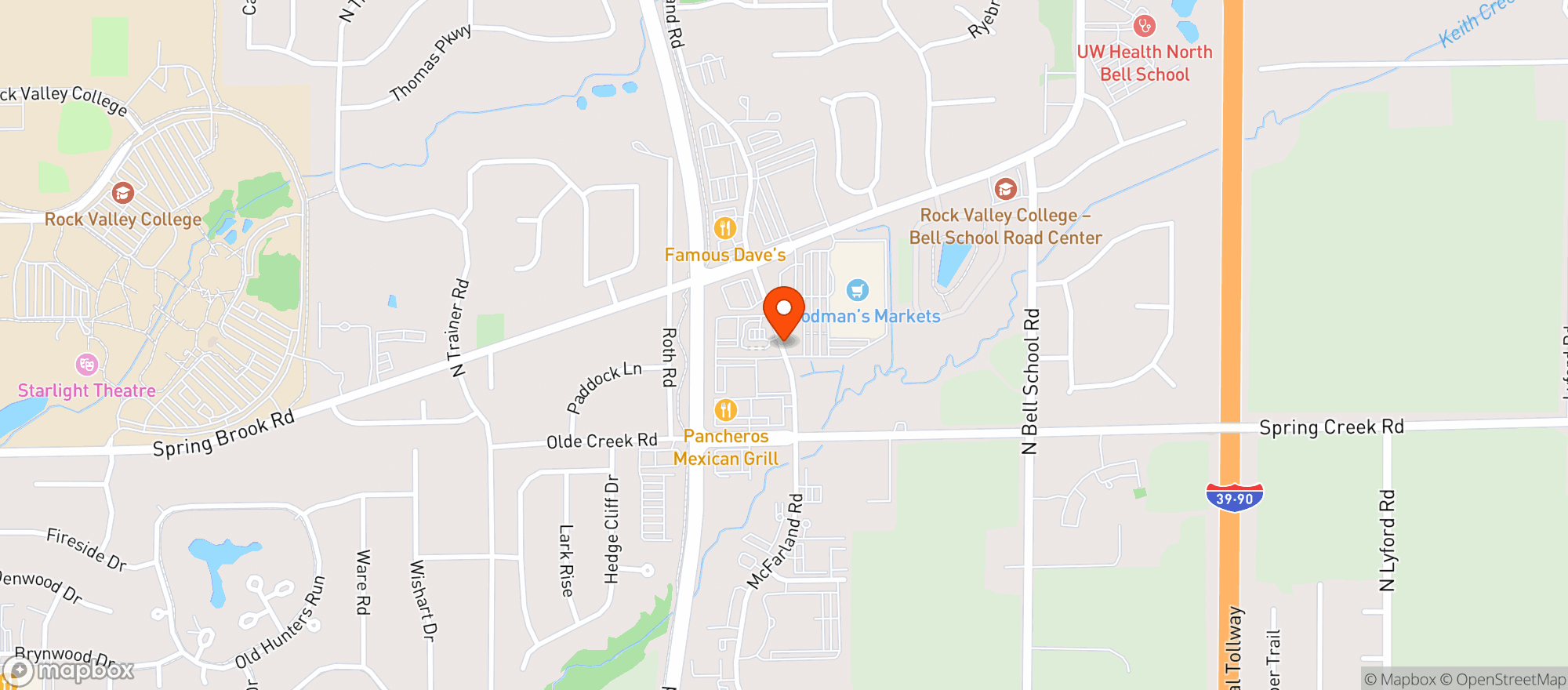 Map showing Woodmans Food Market